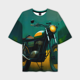 Мужская футболка oversize 3D с принтом Мотоцикл в лесу в Тюмени,  |  | 
