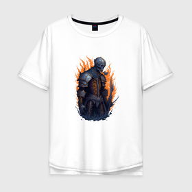 Мужская футболка хлопок Oversize с принтом Страж тьмы в Санкт-Петербурге, 100% хлопок | свободный крой, круглый ворот, “спинка” длиннее передней части | 
