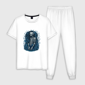 Мужская пижама хлопок с принтом Evil cat monster в Санкт-Петербурге, 100% хлопок | брюки и футболка прямого кроя, без карманов, на брюках мягкая резинка на поясе и по низу штанин
 | Тематика изображения на принте: 