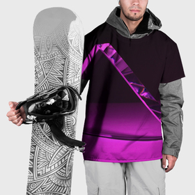 Накидка на куртку 3D с принтом Фиолетовая мрачная геометрическая фигура в Новосибирске, 100% полиэстер |  | 