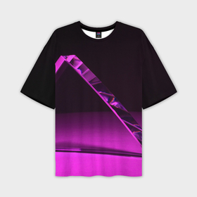 Мужская футболка oversize 3D с принтом Фиолетовая мрачная геометрическая фигура в Кировске,  |  | 