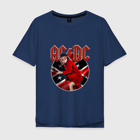 Мужская футболка хлопок Oversize с принтом Лидер рок группы AC DC Ангус Янг в Курске, 100% хлопок | свободный крой, круглый ворот, “спинка” длиннее передней части | 