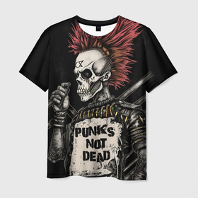 Мужская футболка 3D с принтом punks not  dead в Санкт-Петербурге, 100% полиэфир | прямой крой, круглый вырез горловины, длина до линии бедер | Тематика изображения на принте: 