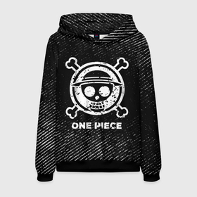Мужская толстовка 3D с принтом One Piece с потертостями на темном фоне в городе Новоалтайск, 100% полиэстер | двухслойный капюшон со шнурком для регулировки, мягкие манжеты на рукавах и по низу толстовки, спереди карман-кенгуру с мягким внутренним слоем. | 