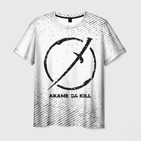 Мужская футболка 3D с принтом Akame ga Kill с потертостями на светлом фоне , 100% полиэфир | прямой крой, круглый вырез горловины, длина до линии бедер | 