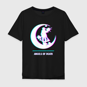 Мужская футболка хлопок Oversize с принтом Символ Angels of Death в стиле glitch в Курске, 100% хлопок | свободный крой, круглый ворот, “спинка” длиннее передней части | 