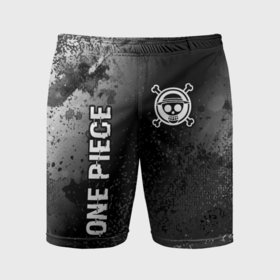 Мужские шорты спортивные с принтом One Piece glitch на темном фоне: надпись, символ в Кировске,  |  | 
