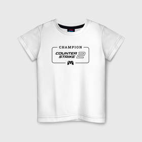 Детская футболка хлопок с принтом Counter Strike 2 gaming champion: рамка с лого и джойстиком в Новосибирске, 100% хлопок | круглый вырез горловины, полуприлегающий силуэт, длина до линии бедер | 