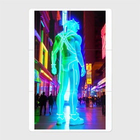 Магнитный плакат 2Х3 с принтом Neon dude in the night city в Белгороде, Полимерный материал с магнитным слоем | 6 деталей размером 9*9 см | 