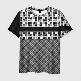 Мужская футболка 3D с принтом Черно белый лоскутный узор пэчворк в Санкт-Петербурге, 100% полиэфир | прямой крой, круглый вырез горловины, длина до линии бедер | 