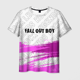 Мужская футболка 3D с принтом Fall Out Boy rock legends: символ сверху в Курске, 100% полиэфир | прямой крой, круглый вырез горловины, длина до линии бедер | 