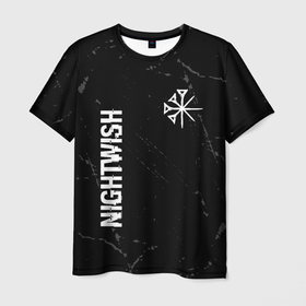 Мужская футболка 3D с принтом Nightwish glitch на темном фоне: надпись, символ в Петрозаводске, 100% полиэфир | прямой крой, круглый вырез горловины, длина до линии бедер | 