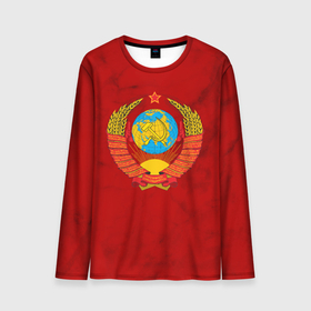 Мужской лонгслив 3D с принтом Герб Советского Союза в Новосибирске, 100% полиэстер | длинные рукава, круглый вырез горловины, полуприлегающий силуэт | 