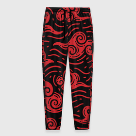 Мужские брюки 3D с принтом Японский орнамент   красные облака в Санкт-Петербурге, 100% полиэстер | манжеты по низу, эластичный пояс регулируется шнурком, по бокам два кармана без застежек, внутренняя часть кармана из мелкой сетки | Тематика изображения на принте: 