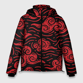 Мужская зимняя куртка 3D с принтом Японский орнамент   красные облака в Тюмени, верх — 100% полиэстер; подкладка — 100% полиэстер; утеплитель — 100% полиэстер | длина ниже бедра, свободный силуэт Оверсайз. Есть воротник-стойка, отстегивающийся капюшон и ветрозащитная планка. 

Боковые карманы с листочкой на кнопках и внутренний карман на молнии. | 