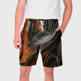 Мужские шорты 3D с принтом Кофейные краски в Санкт-Петербурге,  полиэстер 100% | прямой крой, два кармана без застежек по бокам. Мягкая трикотажная резинка на поясе, внутри которой широкие завязки. Длина чуть выше колен | 