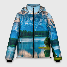Мужская зимняя куртка 3D с принтом Красочное озеро  в горах , верх — 100% полиэстер; подкладка — 100% полиэстер; утеплитель — 100% полиэстер | длина ниже бедра, свободный силуэт Оверсайз. Есть воротник-стойка, отстегивающийся капюшон и ветрозащитная планка. 

Боковые карманы с листочкой на кнопках и внутренний карман на молнии. | Тематика изображения на принте: 