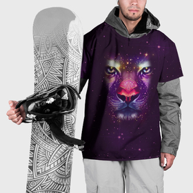 Накидка на куртку 3D с принтом Фантастический портрет космического льва в фиолетовых тонах в Курске, 100% полиэстер |  | 