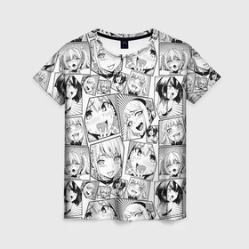 Женская футболка 3D с принтом Anime hentai ahegao в Белгороде, 100% полиэфир ( синтетическое хлопкоподобное полотно) | прямой крой, круглый вырез горловины, длина до линии бедер | 