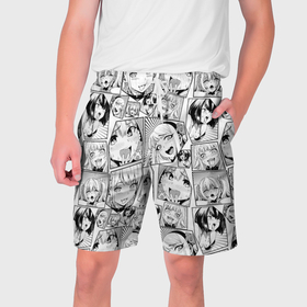 Мужские шорты 3D с принтом Anime hentai ahegao в Санкт-Петербурге,  полиэстер 100% | прямой крой, два кармана без застежек по бокам. Мягкая трикотажная резинка на поясе, внутри которой широкие завязки. Длина чуть выше колен | 