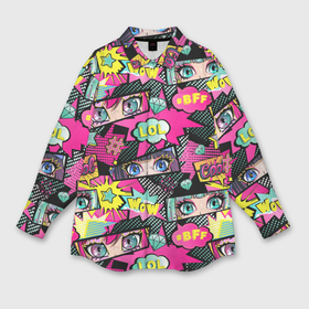 Мужская рубашка oversize 3D с принтом Глаза аниме девушки: pop art pattern ,  |  | 