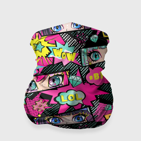 Бандана-труба 3D с принтом Глаза аниме девушки: pop art pattern , 100% полиэстер, ткань с особыми свойствами — Activecool | плотность 150‒180 г/м2; хорошо тянется, но сохраняет форму | 