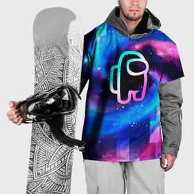 Накидка на куртку 3D с принтом Among Us неоновый космос , 100% полиэстер |  | Тематика изображения на принте: 