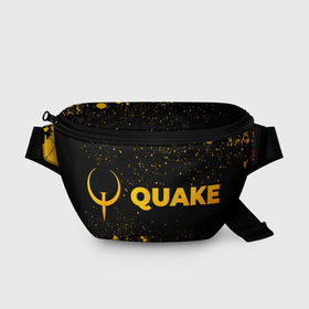 Поясная сумка 3D с принтом Quake   gold gradient: надпись и символ в Санкт-Петербурге, 100% полиэстер | плотная ткань, ремень с регулируемой длиной, внутри несколько карманов для мелочей, основное отделение и карман с обратной стороны сумки застегиваются на молнию | 