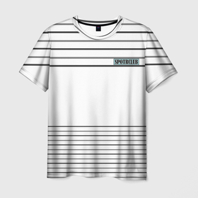 Мужская футболка 3D с принтом Черные тонкие полосы на белом в Петрозаводске, 100% полиэфир | прямой крой, круглый вырез горловины, длина до линии бедер | 