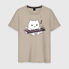 Мужская футболка хлопок с принтом Аниме Бонго кот в Екатеринбурге, 100% хлопок | прямой крой, круглый вырез горловины, длина до линии бедер, слегка спущенное плечо. | 