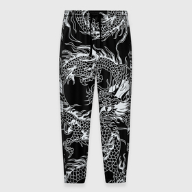 Мужские брюки 3D с принтом Татуировка японского дракона в Кировске, 100% полиэстер | манжеты по низу, эластичный пояс регулируется шнурком, по бокам два кармана без застежек, внутренняя часть кармана из мелкой сетки | 