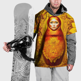 Накидка на куртку 3D с принтом Матрёшка хохлома модерн в Новосибирске, 100% полиэстер |  | 
