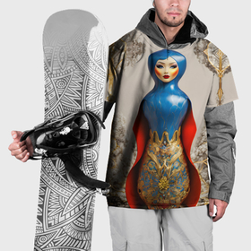 Накидка на куртку 3D с принтом Матрёшка фарфор в Петрозаводске, 100% полиэстер |  | 