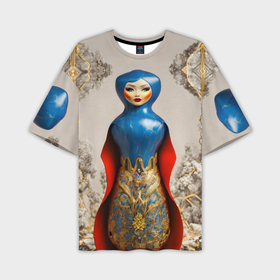Мужская футболка oversize 3D с принтом Матрёшка фарфор в Петрозаводске,  |  | 