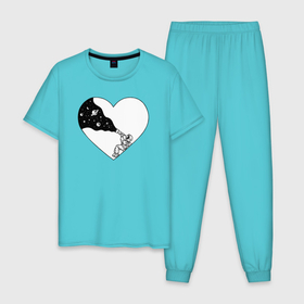 Мужская пижама хлопок с принтом Love space в Белгороде, 100% хлопок | брюки и футболка прямого кроя, без карманов, на брюках мягкая резинка на поясе и по низу штанин
 | 