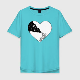 Мужская футболка хлопок Oversize с принтом Love space в Тюмени, 100% хлопок | свободный крой, круглый ворот, “спинка” длиннее передней части | 