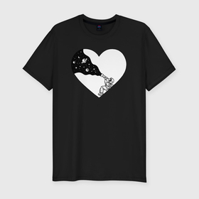 Мужская футболка хлопок Slim с принтом Love space в Белгороде, 92% хлопок, 8% лайкра | приталенный силуэт, круглый вырез ворота, длина до линии бедра, короткий рукав | 