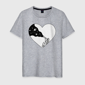 Мужская футболка хлопок с принтом Love space в Белгороде, 100% хлопок | прямой крой, круглый вырез горловины, длина до линии бедер, слегка спущенное плечо. | 