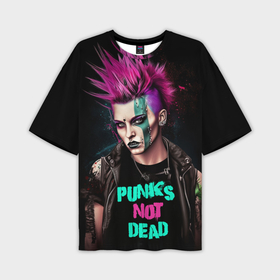 Мужская футболка oversize 3D с принтом Девушка    панк ,  |  | 