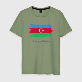 Мужская футболка хлопок с принтом I love Azerbaijan , 100% хлопок | прямой крой, круглый вырез горловины, длина до линии бедер, слегка спущенное плечо. | Тематика изображения на принте: 