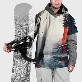 Накидка на куртку 3D с принтом Наш город   коллекция Бело сине красный   Хуф и Ся в Кировске, 100% полиэстер |  | 