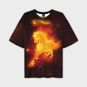 Мужская футболка oversize 3D с принтом Огненный конь мчится в Петрозаводске,  |  | Тематика изображения на принте: 