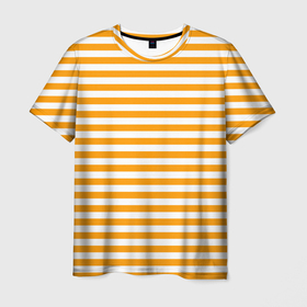Мужская футболка 3D с принтом Тельняшка оранжевая МЧС в Санкт-Петербурге, 100% полиэфир | прямой крой, круглый вырез горловины, длина до линии бедер | 
