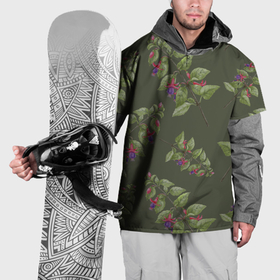 Накидка на куртку 3D с принтом Ветки фуксии на зеленом фоне в Белгороде, 100% полиэстер |  | Тематика изображения на принте: 