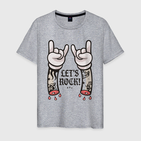 Мужская футболка хлопок с принтом Lets Rock в Кировске, 100% хлопок | прямой крой, круглый вырез горловины, длина до линии бедер, слегка спущенное плечо. | 
