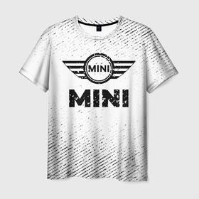 Мужская футболка 3D с принтом Mini с потертостями на светлом фоне в городе Новоалтайск, 100% полиэфир | прямой крой, круглый вырез горловины, длина до линии бедер | 