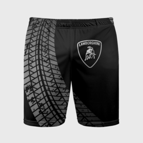 Мужские шорты спортивные с принтом Lamborghini tire tracks в Санкт-Петербурге,  |  | 