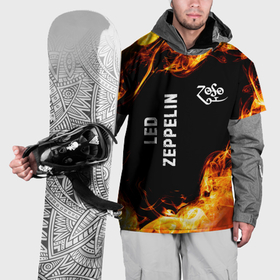 Накидка на куртку 3D с принтом Led Zeppelin и пылающий огонь в Курске, 100% полиэстер |  | Тематика изображения на принте: 