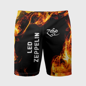 Мужские шорты спортивные с принтом Led Zeppelin и пылающий огонь в Курске,  |  | Тематика изображения на принте: 