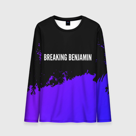 Мужской лонгслив 3D с принтом Breaking Benjamin purple grunge в Курске, 100% полиэстер | длинные рукава, круглый вырез горловины, полуприлегающий силуэт | 